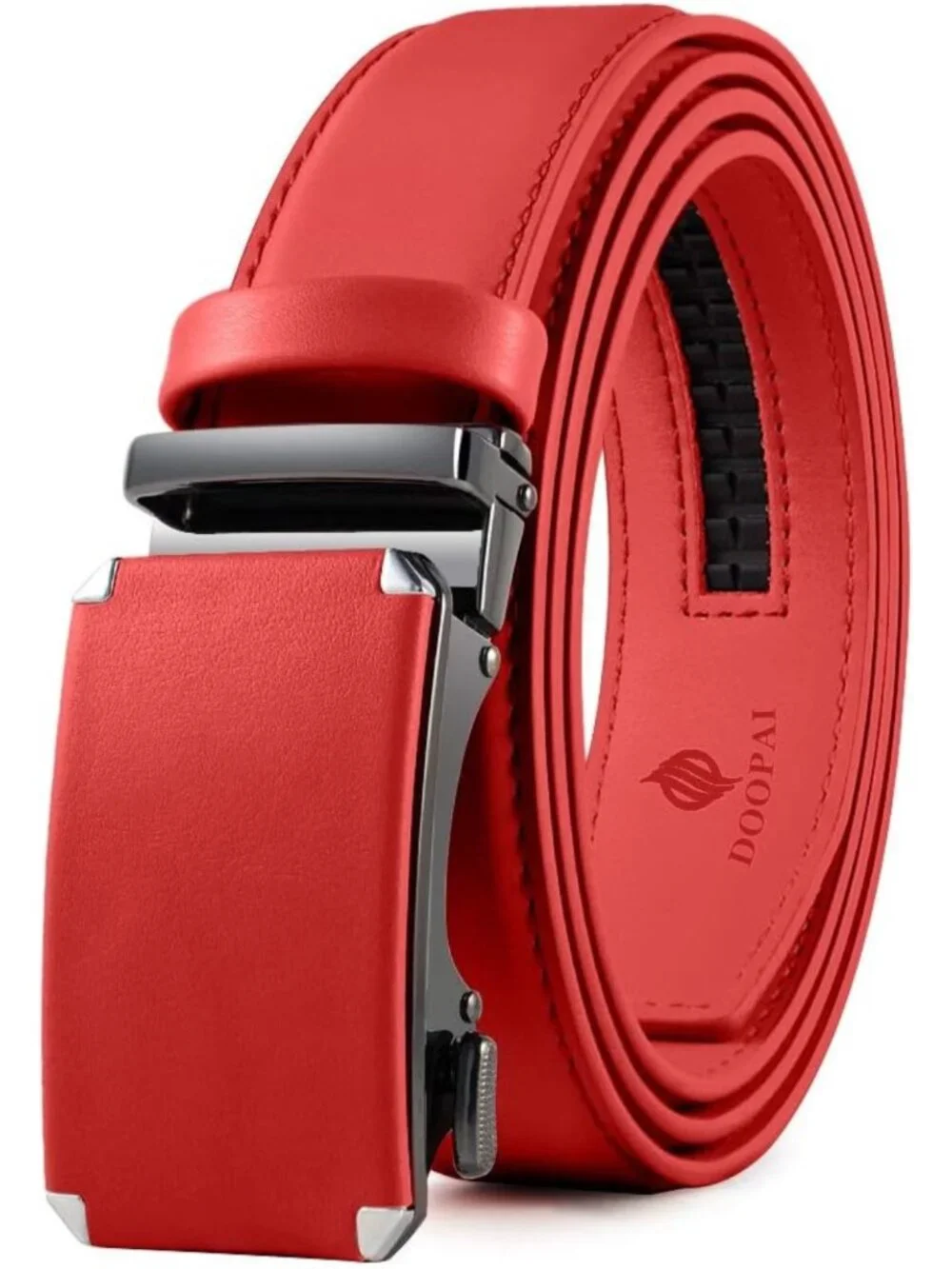Stylish Men's Leather Ratchet Belt - Adjustable 1 3/8